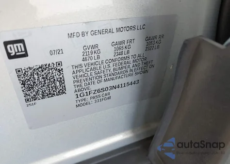 2022 Chevrolet Bolt Euv Fwd Premier из США, поврежденный, VIN 1G1FZ6S03N4115443